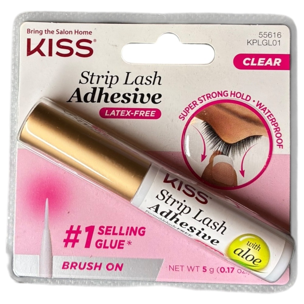 Kiss Strip Lash‎ Adhesive Clear Lashes Brush On Glue Aloe New in Box Waterproof